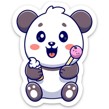 Panda eating ice creami sticker