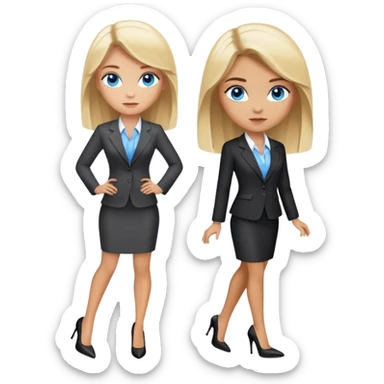 A blond girl blue eyes, Business Outfit, wearing black high heels, Whole body  sticker