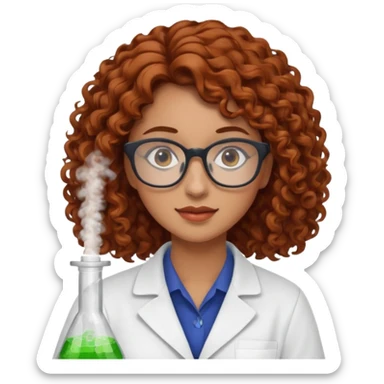 young women pharmacist studying science, curly hair sticker