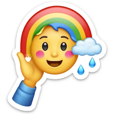 simple emoji style face throwing up a rainbow sticker