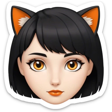 Beautiful girl with fox eyes and black short wolfcut hair sticker
