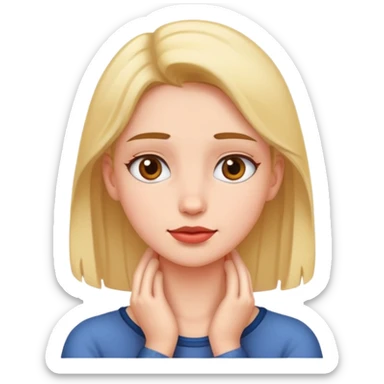a girl and she has both her hands on her neck  sticker