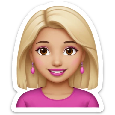 Sweet Indian girl blond hair brown eyes brown/pink lipstick pink blush sticker