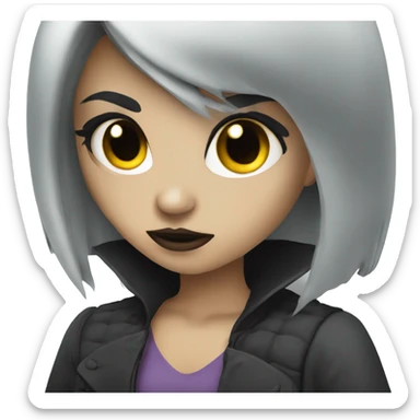 cold vamp girl with black hair sticker