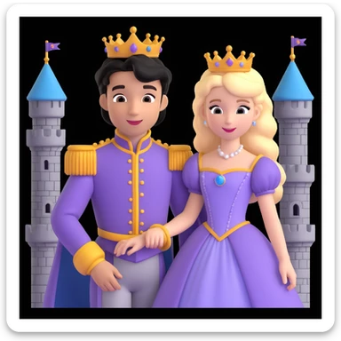prince and princess disny dress close up photo in castle sticker