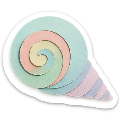 spiral sea shell, soft pastel colors, layered paper effect sticker