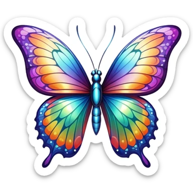 Iridescent butterfly with colorful shimmering wings sticker