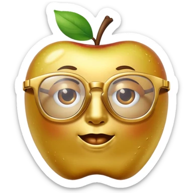 golden apple with glasses sticker