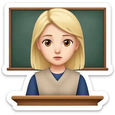 female student attentively listening during a lecture, focused expression sticker