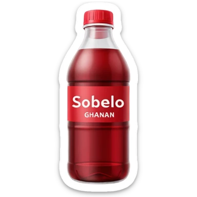 sobolo emoji (ghanain drink)  in a plastic bottle and make the juice dark red no face write sobolo on it sticker