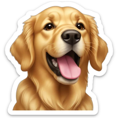 Golden retriever with a black spot on tongue sticker