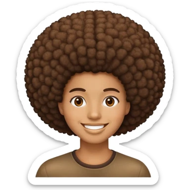 Person with large afro hairstyle, smiling sticker