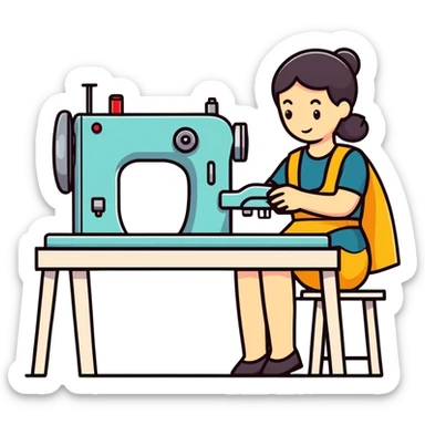 Me using a sewing machine  sticker