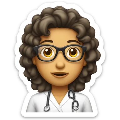 chica con pelo rizado y gafas vestida de enfermera sticker