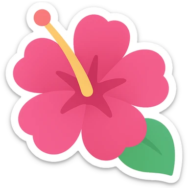 hibiscus flower, minimal flat icon, bold colors, no outline sticker
