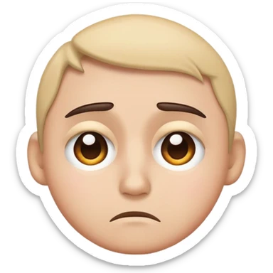 realistic sad face emoji with a green background, downturned eyebrows, emotional expression sticker