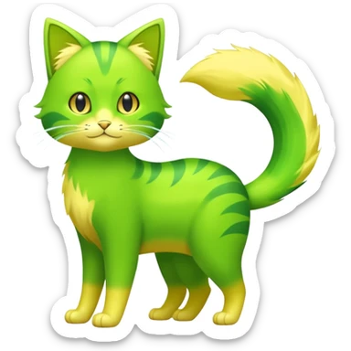 Green and Yellow Electrike-Amaura-Aurorus-Shiny-glorp-cat-fusion (full body) sticker