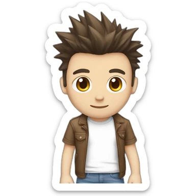 white male adult, Dark Brown Spikey Hair, Pokemon T-Shirt, Blue Jeans, Converse shoes sticker