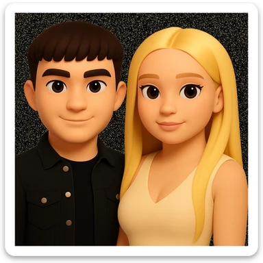 Slightly increase the volume of the upper body of the girl, slightly turn her to face forward, and make the skin color uniform. Maintain the cartoonish 3D style in the image. sticker