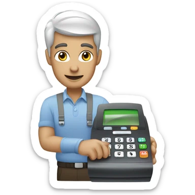merchant with a POS machine sticker