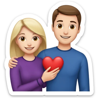 A woman holding the middle of a man's crotch while they are standing together happily sticker