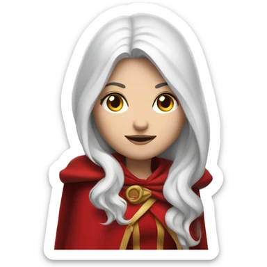 The white girl with white hair in the red cape and red hood. sticker