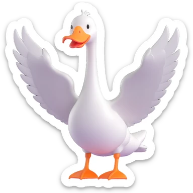 a goose flying with wings spread wide sticker