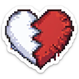trauma as a pixelated broken heart sticker