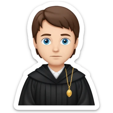 Man Judge with bluw eyes and brown hair  sticker