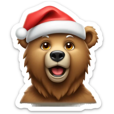 A bear with a Santa claws hat sticker