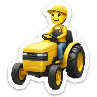 a happy person driving yellow tractor sticker