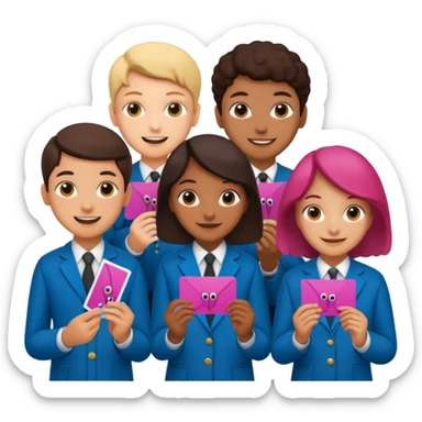 A group of school children finding Squid Game business cards in their school sticker