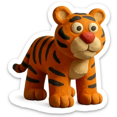 claymation style tiger sticker