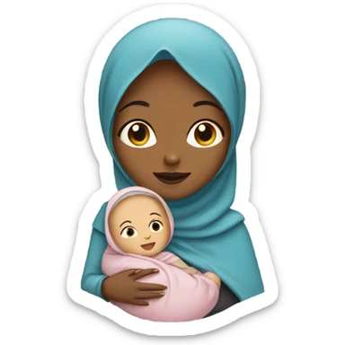 Woman with hijab holding baby  sticker