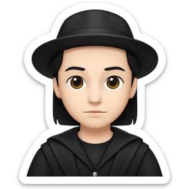 time traveler in black clothes sticker