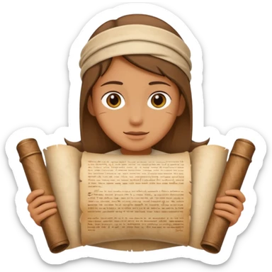 person with old scroll judgment. sticker