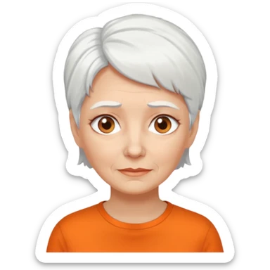 older white haired woman with orange shirt short white hair sticker