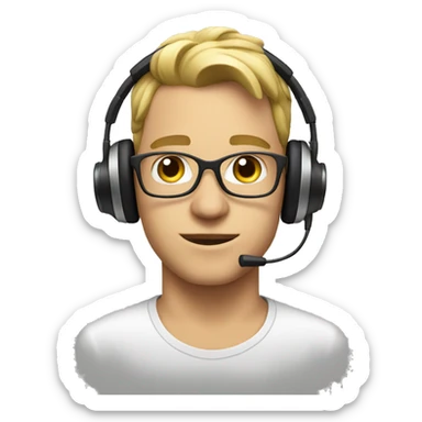 white young producer with headphones sticker