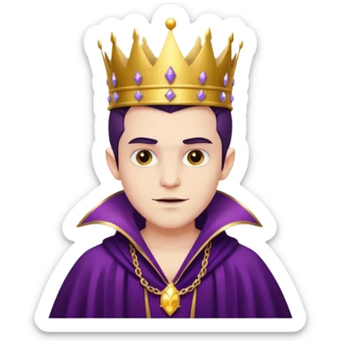 Vampire King, Young vampire king in purple robe, wearing a crown, confident smirk. sticker