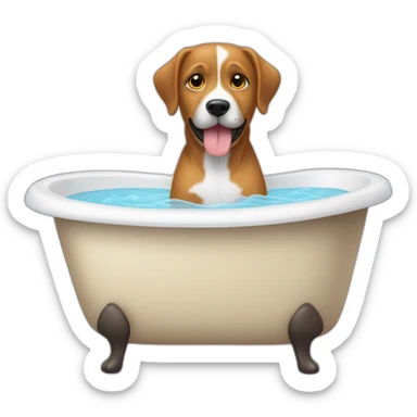 Eine und ein Hund in der Badewanne sticker