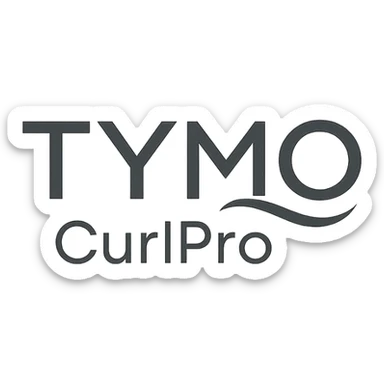 logo for Tymo CurlPro, modern, clean, professional, suitable for a hair styling tool brand sticker