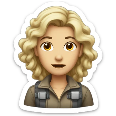 female geologist spooky hair sad eyes sticker