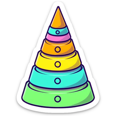 cute pastel pink stacking pyramid toy with colorful rings sticker