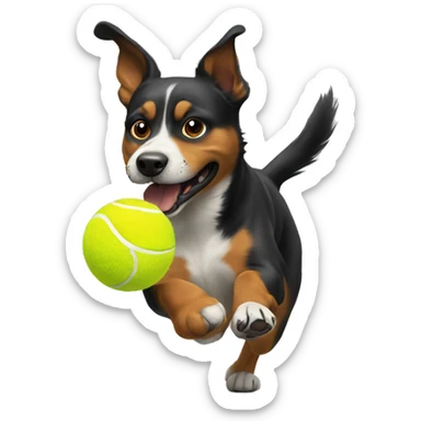Dog chasing a tennis ball sticker
