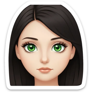 Dark hair girl with green eyes and really long dramatic eyelashes sticker
