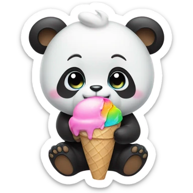 Panda eating ice cream sticker
