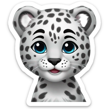 snow leopard love kids sticker
