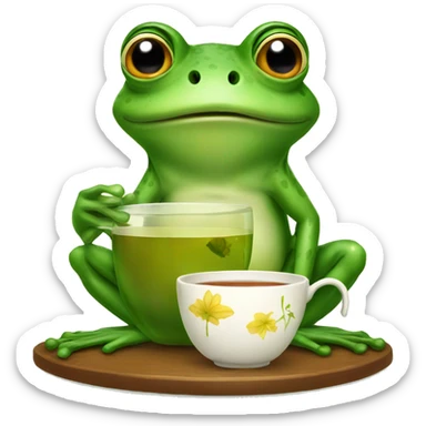 Frog with tea sticker