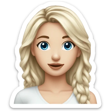 A beauty young girl, about 21 years old, blue eyes, shor hair and withe skin  sticker