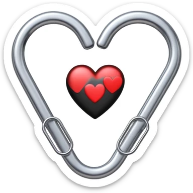 one silver paper clip with a black heart in the middle sticker